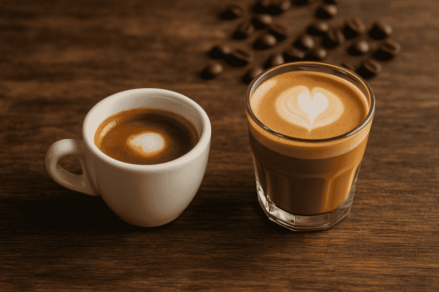 un espresso macchiato e un cortado