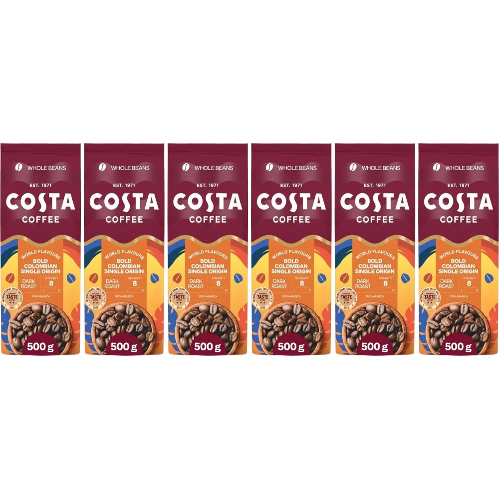 Costa Coffee Colombian Roast - chicchi di caffè - 6 x 500 grammi