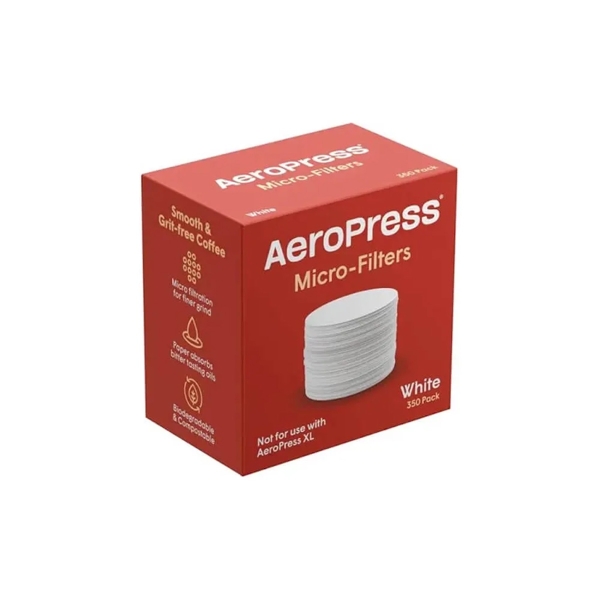 Lato della confezione dei microfiltri per AeroPress Go