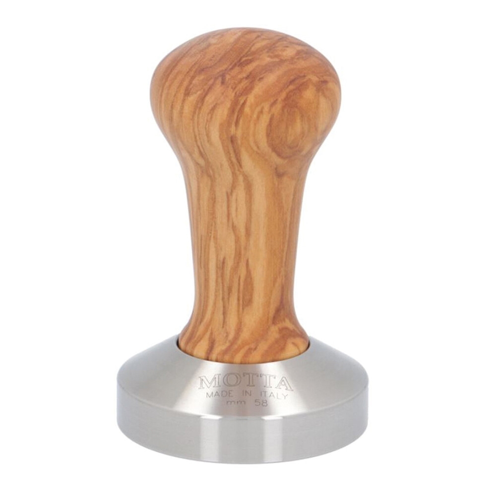 Tamper per caffè Motta - 58 mm - Acciaio inox / Legno d’ulivo