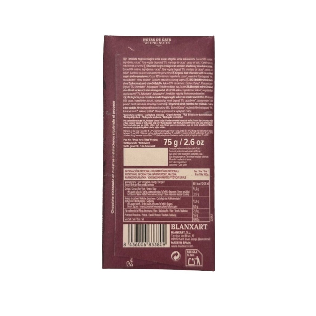 Una barretta di cioccolato fondente vegana e senza glutine del Congo con il 93% di cacao