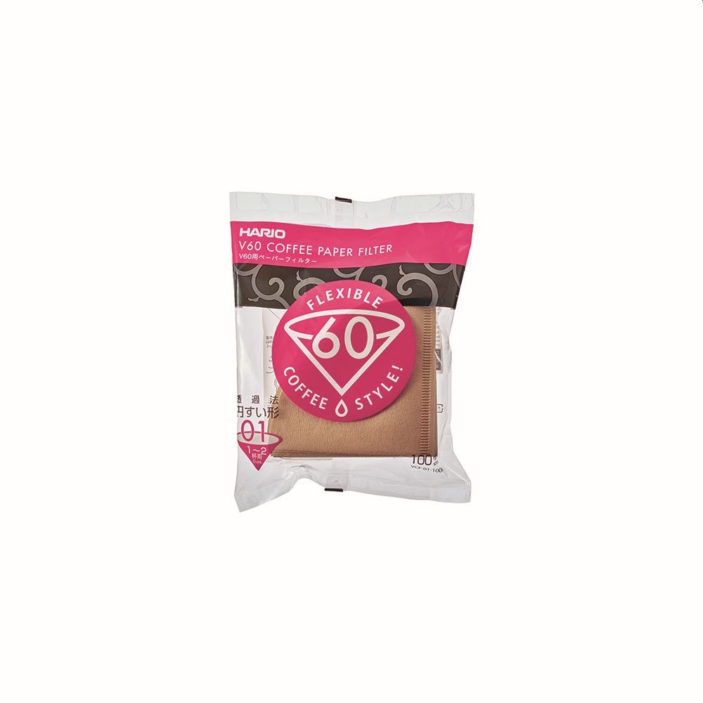 Filtri per caffè Hario V60 - misura 01 marrone - 100 pezzi