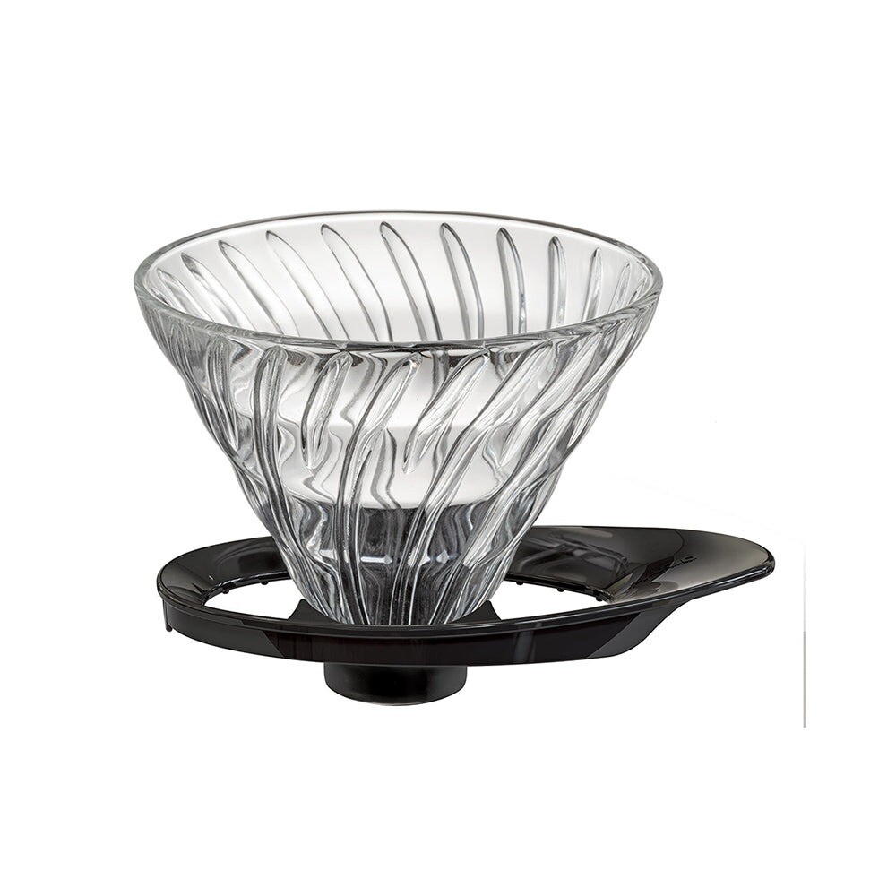 Hario V60 dripper - vetro con supporto nero, nuovo tipo - misura 02 (VDGR-02-B)