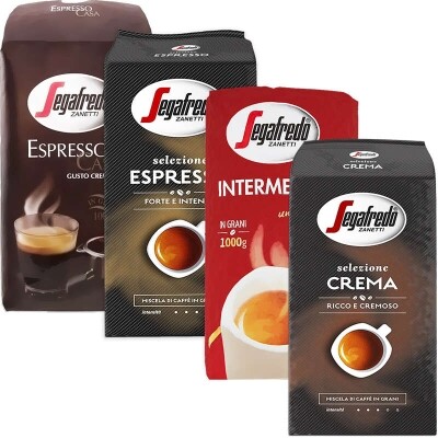 Confezione da degustazione Segafredo di caffè in grani 4 x 1 chilo