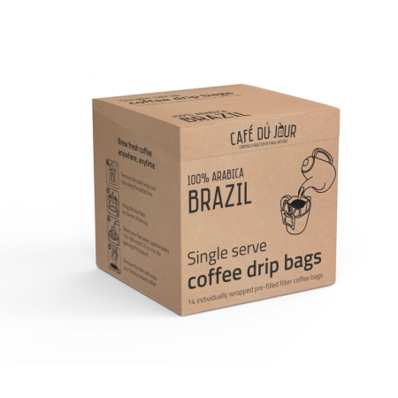 100% Arabica Brasile - Single Serve Coffee Drip Bags - 14 pezzi