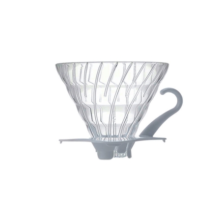 Hario V60 dripper - vetro con supporto bianco - misura 02 (VDG-02W)