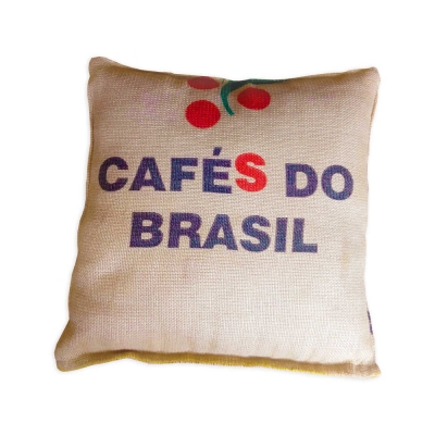 Cuscino in juta 45x45 fatto a mano da sacco da caffè