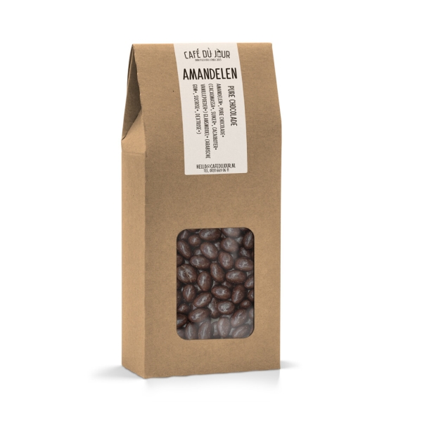 Amandelen in pure chocolade 250 gram