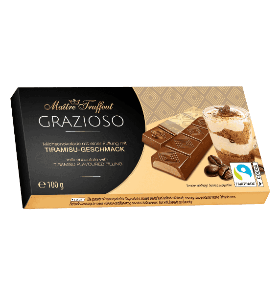 Chocolade met crème & tiramisu vulling - Melkchocolade - 98 gram