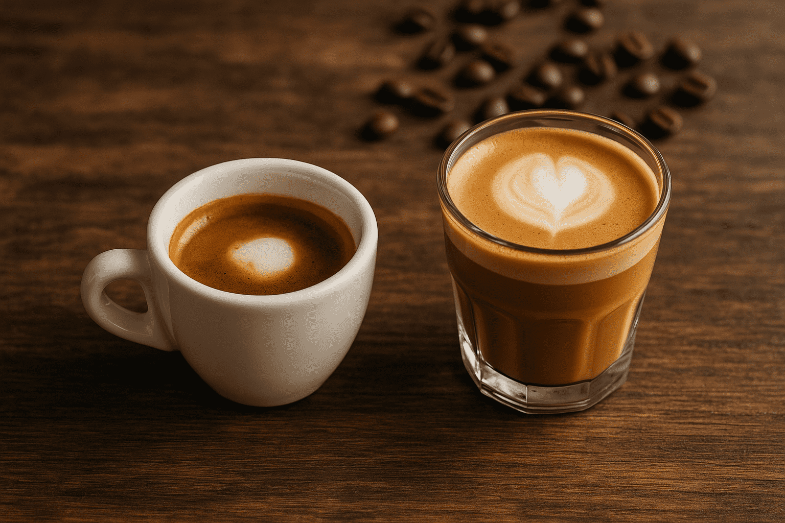 un espresso macchiato e un cortado
