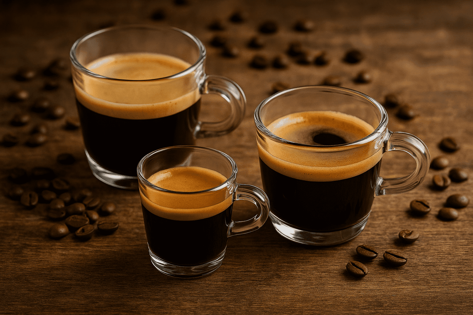 ristretto, espresso e lungo